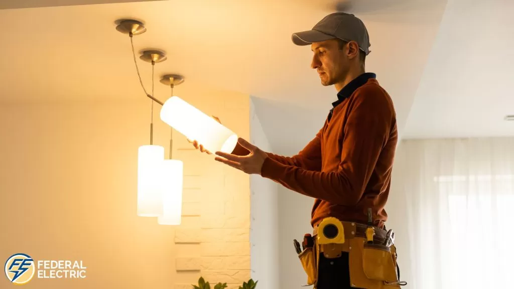 Fort Myers electrician inside of a home looking at interior lighting